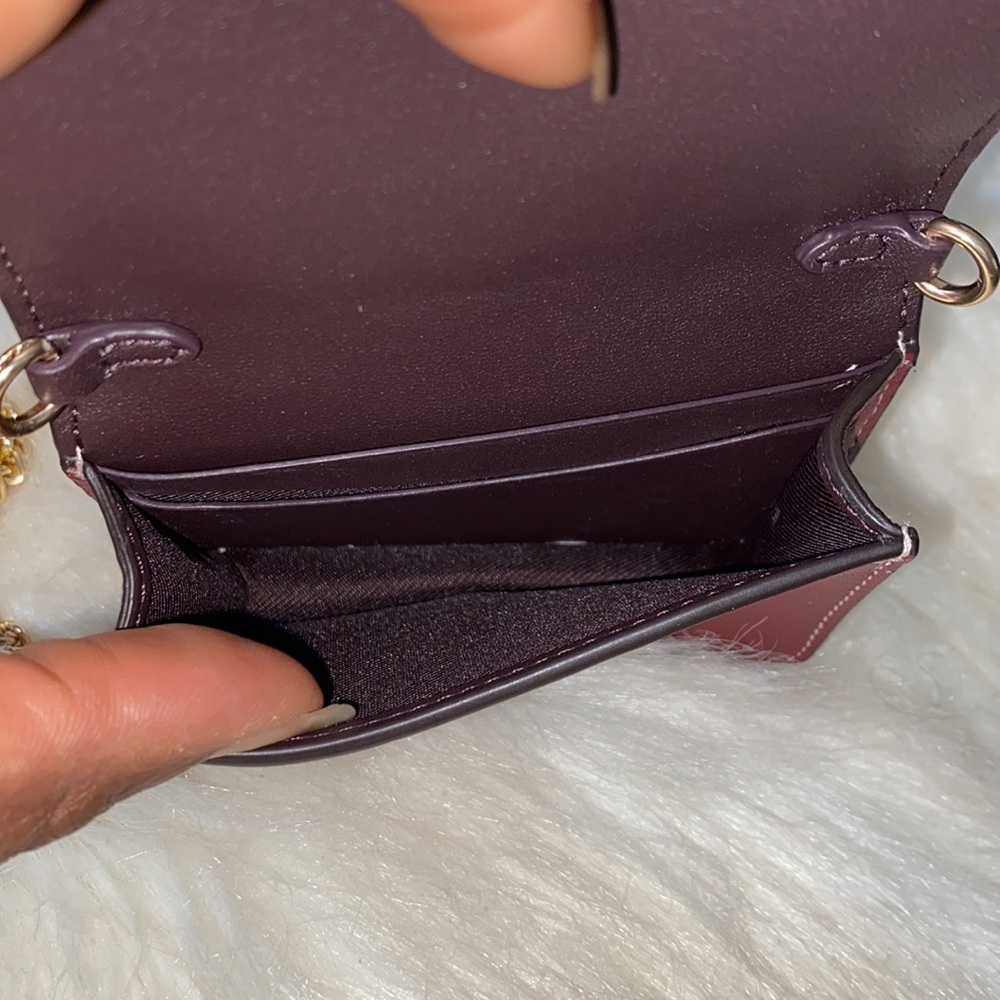 Coach Mini Wallet on a chain in printed canvas with houndstooth print - Picture 7 of 9
